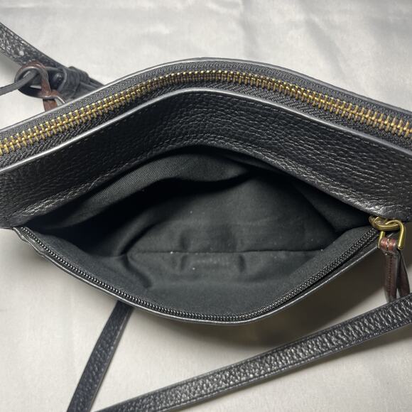 FOSSIL Black Pebbled LEATHER Multi Pocket Crossbody Shoulder Bag Purse Classic - Picture 10 of 15